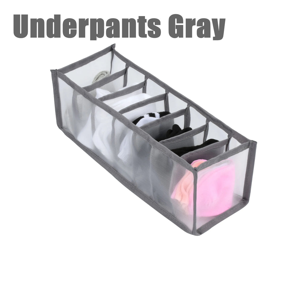 Non-Woven Clothing Storage Organizer Box | Drawer Divider Clothing Drawer Organizer Qme Underpants-Gray