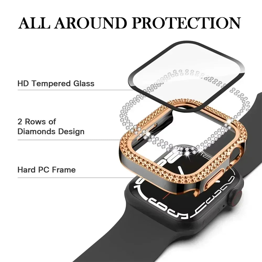 Apple Watch Series 10 Bling Diamond Bumper & Screen Protector Smartwatch Case Qme