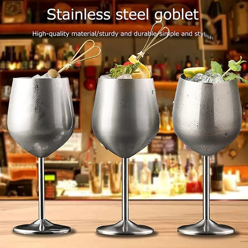 Unbreakable 500ml Stainless Steel Goblet | Wine & Cocktail Glass Stainless Steel Goblet Qst