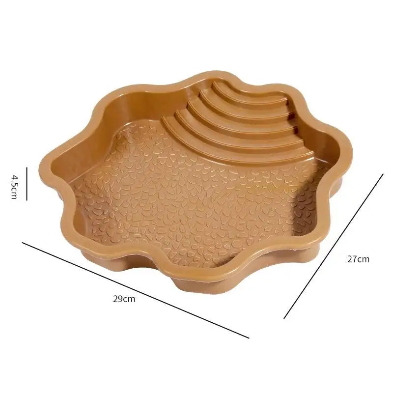 Reptile Water Dish with Anti-Slip Rock Ladder | Turtle Gecko Bowl Reptile Water Dish Qst 08