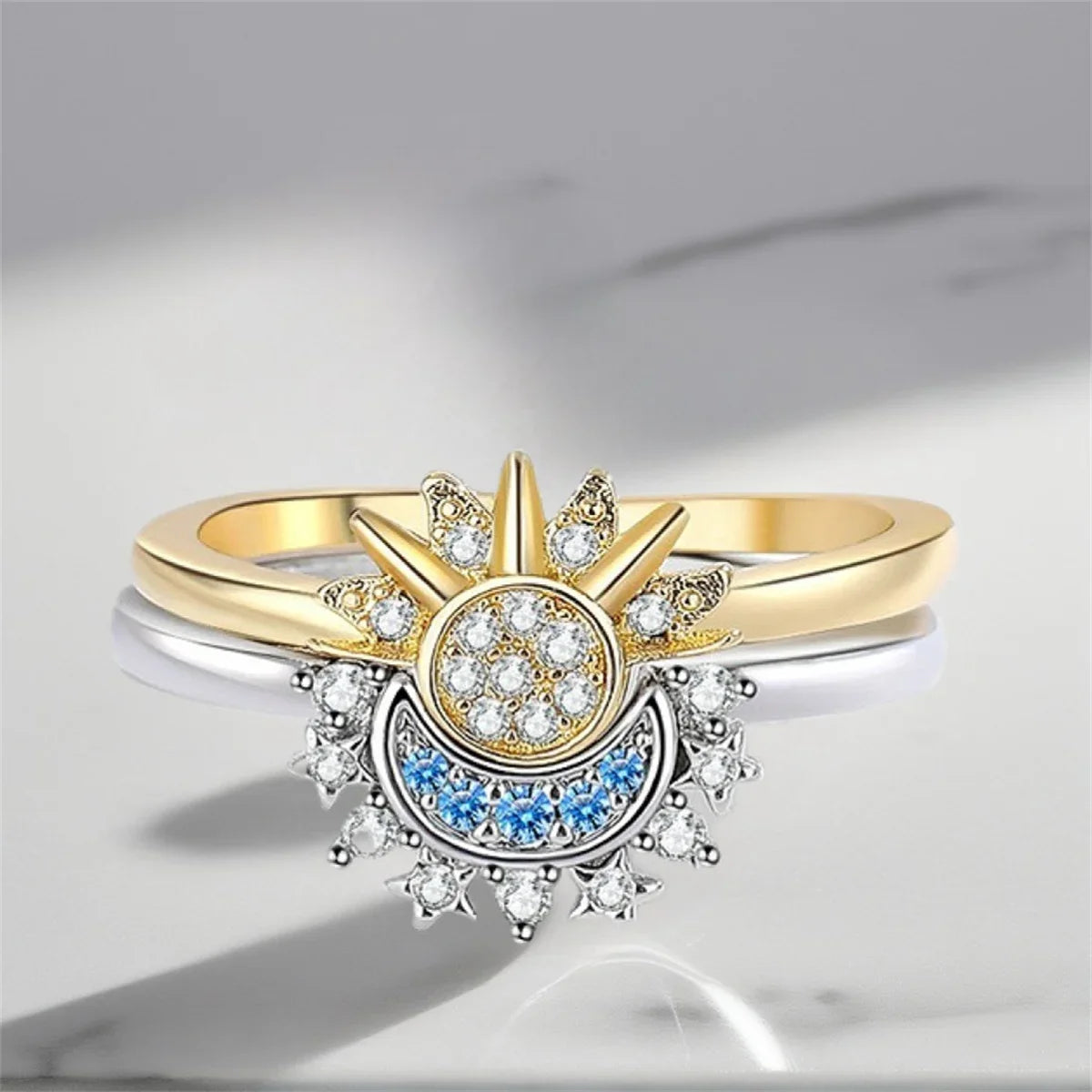 Star Moon Sun Ring Women – Elegant Engagement & Wedding Ring Fashion Ring Qme