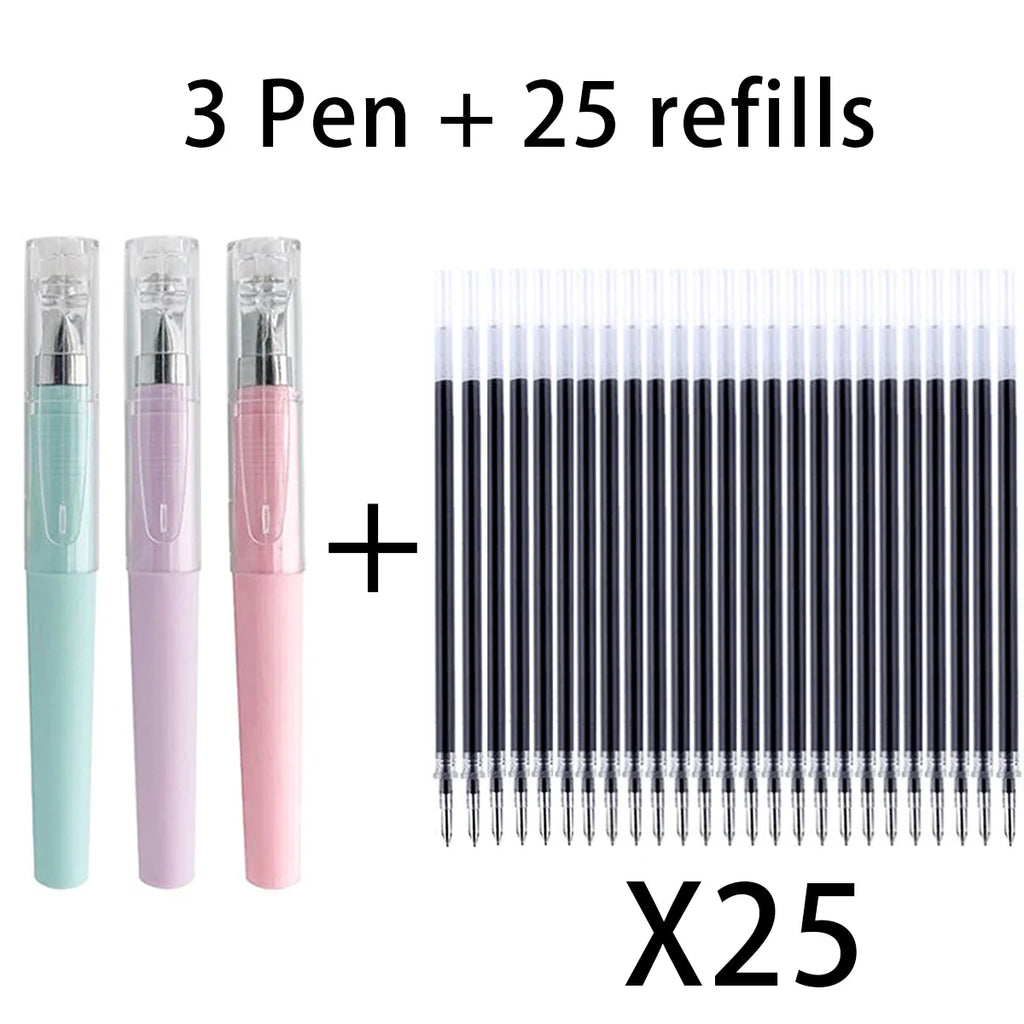 Black Gel Pen Refills 0.5mm – Portable Office & School Use Gel Pen Refills Qme 3 Pen 25 refills A