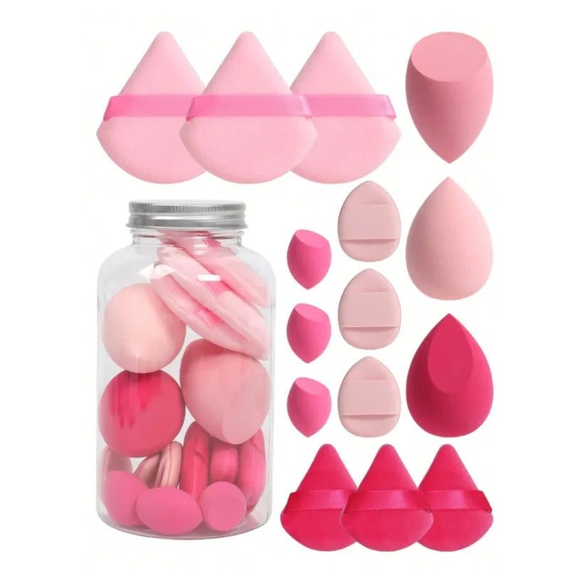 Makeup Sponge Storage Jar – 15 Dual-Use Foundation Sponges Makeup Sponge Set Qme