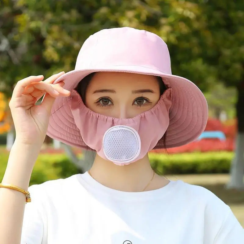 Women's Wide Brim Floral Sun Hat – Anti-UV Neck Cover Wide Brim Sun Hat Qst Pink