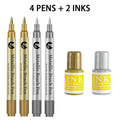 Metallic Permanent Marker Pens Gold & Silver Waterproof Paint DIY Metallic Paint Markers Qme 4Pens - 2Inks