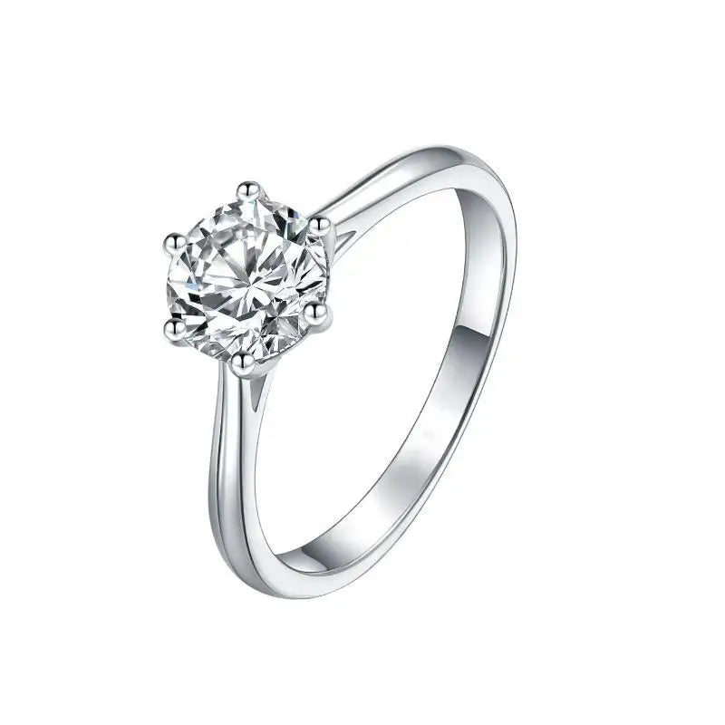 Six-Claw Round CZ Promise Ring | Minimalist Women's Ring CZ Promise Ring Qme
