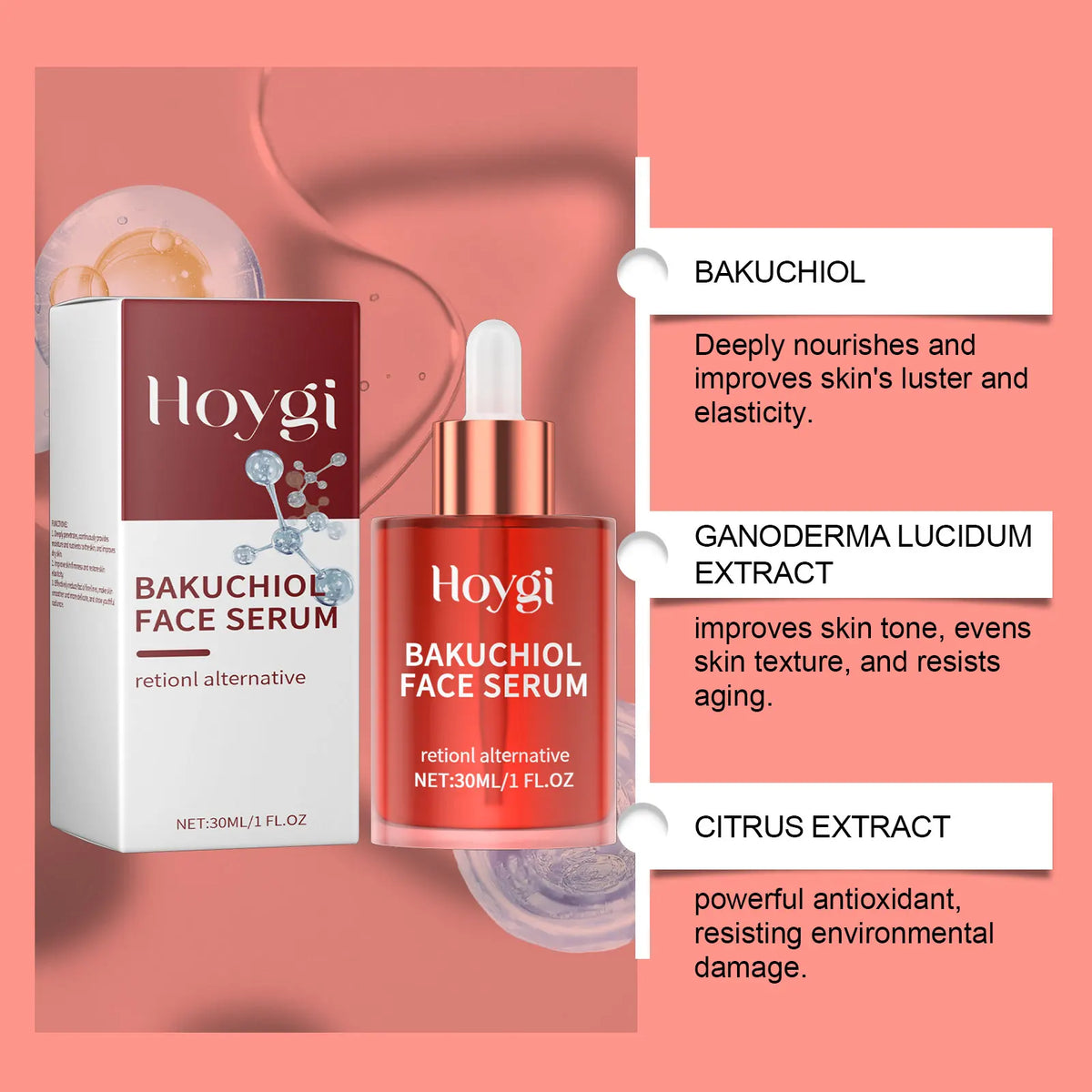Hoygi Bakuchiol Retinol Face Serum – Firming & Brightening Face Serum Qst