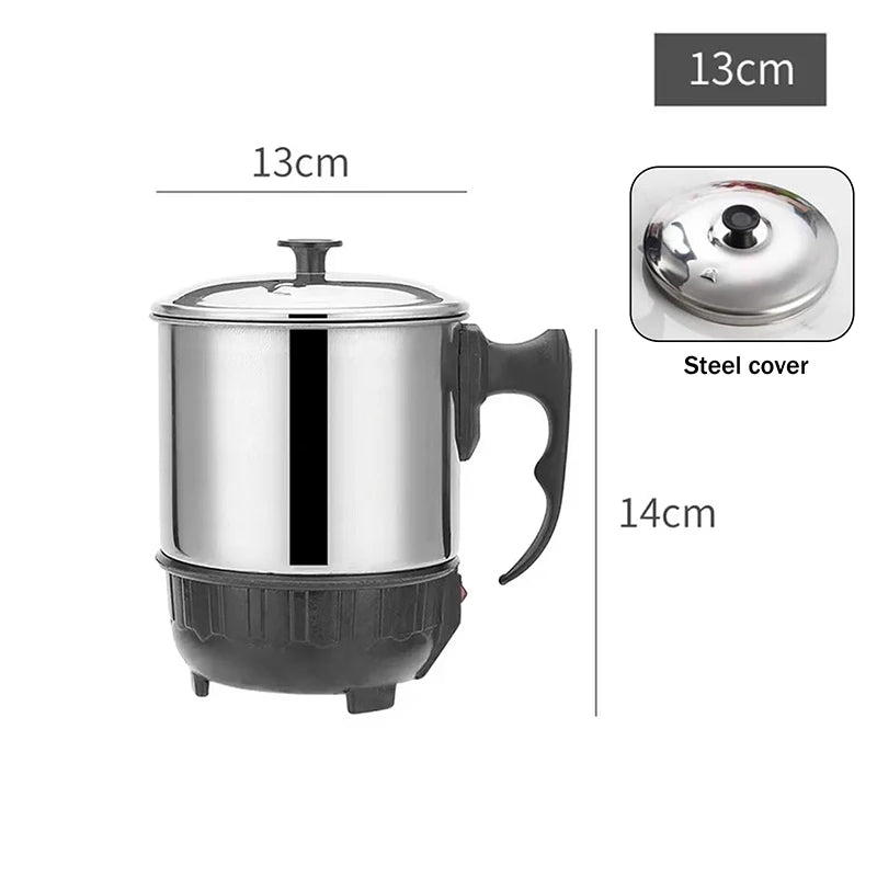 Mini Portable Electric Heating Cup Kettle – Anti-Dry-Boil Electric Travel Kettle Qst 13cm steel cover