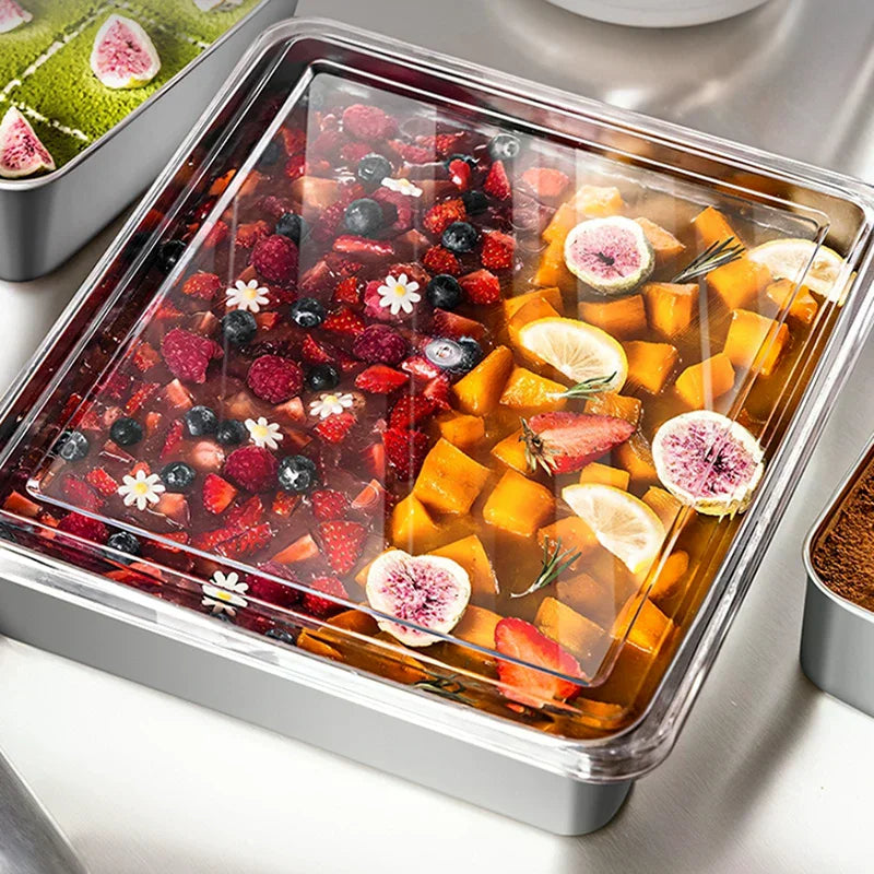 Stainless Steel Tiramisu Mold Cake Tray with Lid | 2 Sizes Cake Baking Mold Qme
