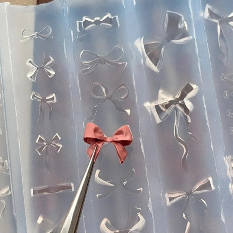 3D Ribbon Bowknot Silicone Nail Art Carving Mold – UV Gel DIY Nail Art Mold Qst