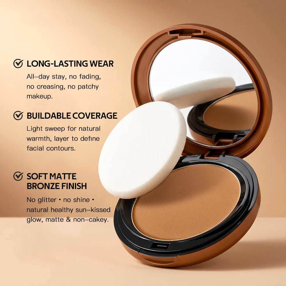 Matte Bronzing Powder – 6 Warm Shades, Buildable Contour Bronzing Powder Qst