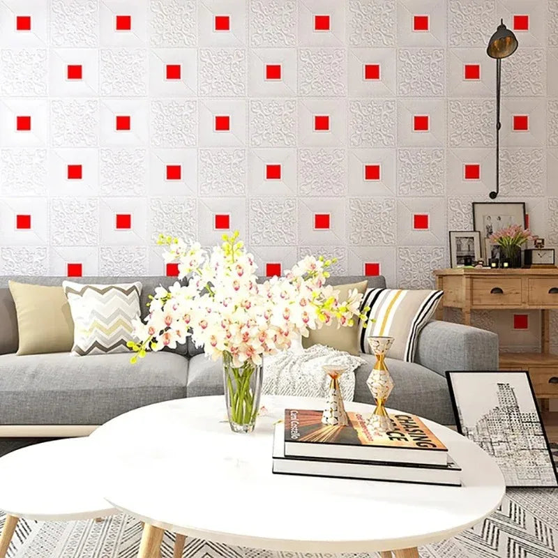 Golden Retro Brick Wall Stickers – Waterproof Self-Adhesive Wall Sticker Panels Qme