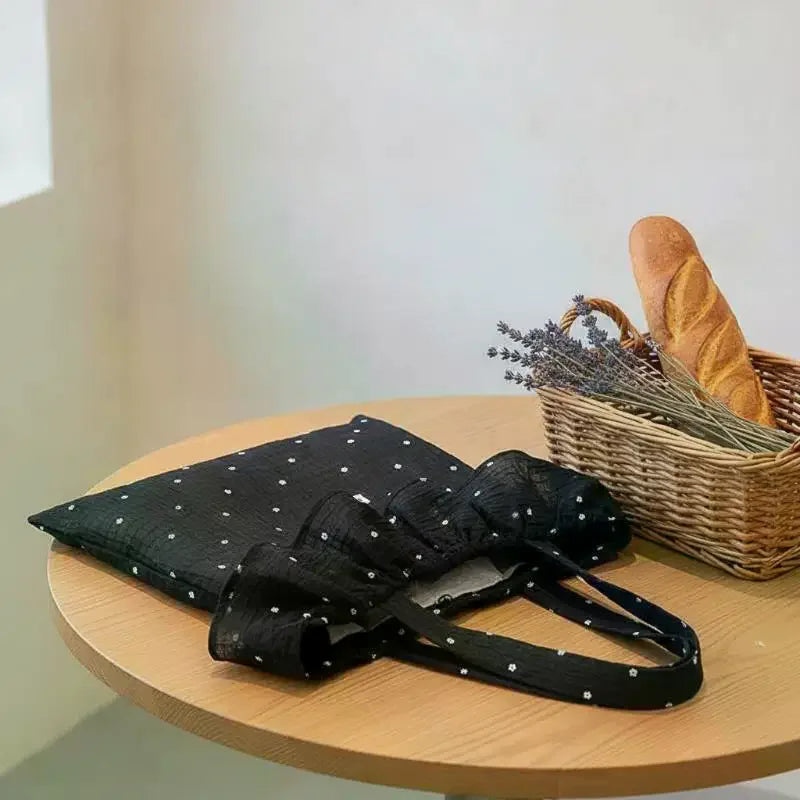 Women's Polka Dot Chiffon Mesh Tote Bag – Large Capacity Chiffon Tote Handbag Qme