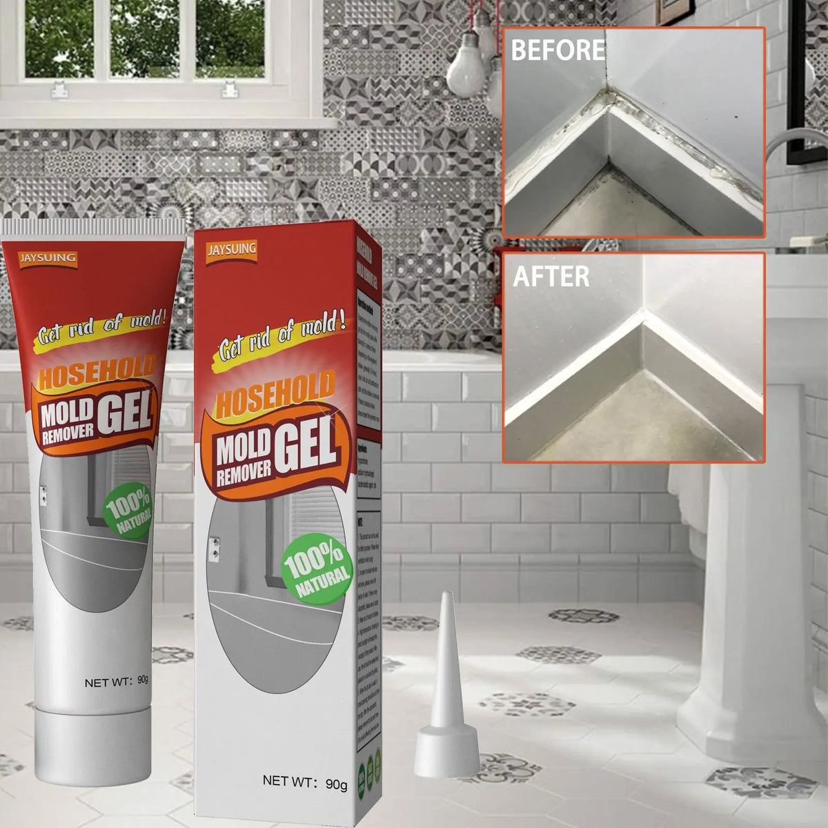 Mold Remover Gel – Mildew & Grout Stain Cleaner for Walls Mould Stain Remover Qme