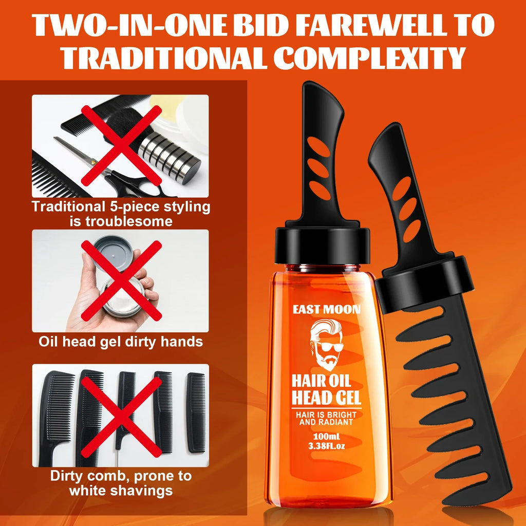 Men's 2-in-1 Hair Styling Gel Wide Tooth Comb | Long-Lasting Hair Styling Comb Qme