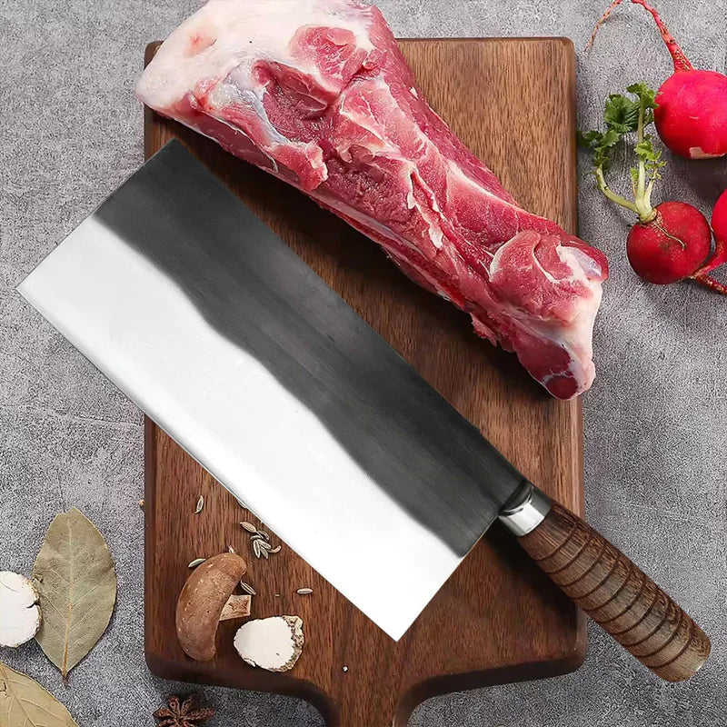 InLeung Chinese Cleaver – Handmade Stainless Steel Chef Knife Kitchen Cleaver Knife Qst