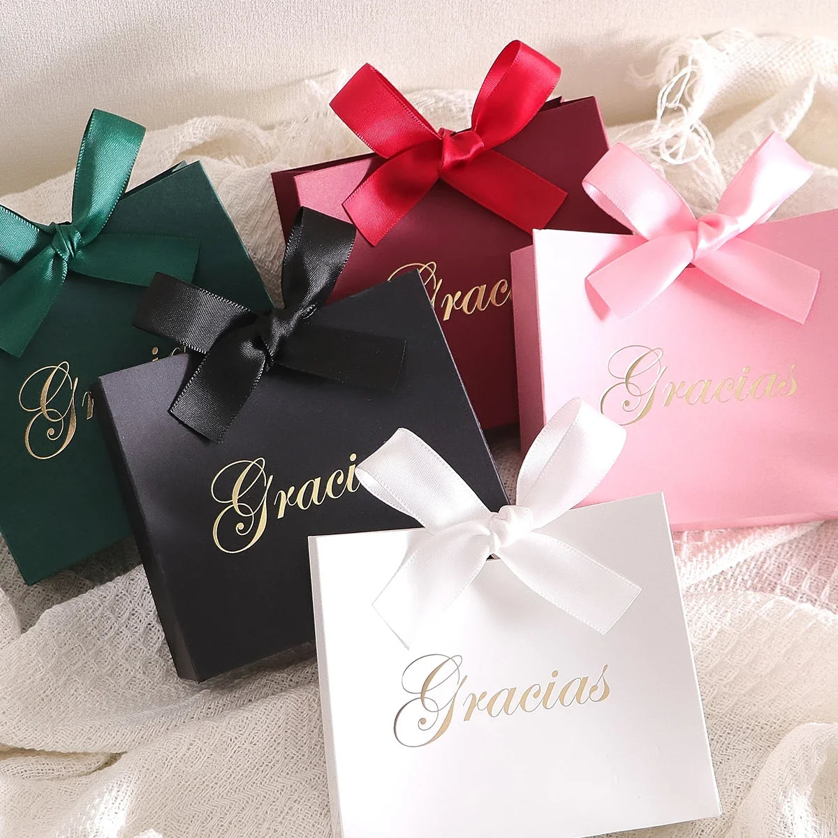 Elegant 5-Piece Gracias Gift Box Set with Ribbon | Snack Boxes Decorative Gift Box Qme