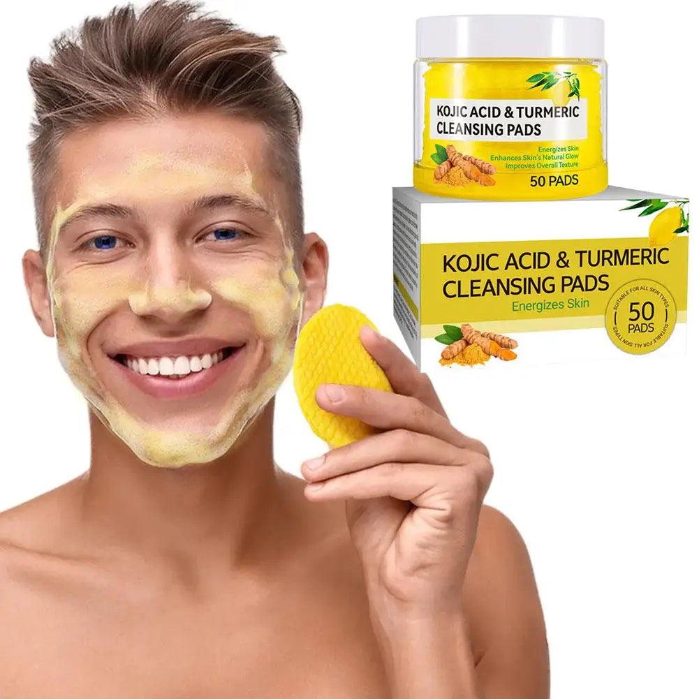 Turmeric & Kojic Acid Exfoliating Cleansing Pads – 50 Pcs Exfoliating Cleansing Pads Qme
