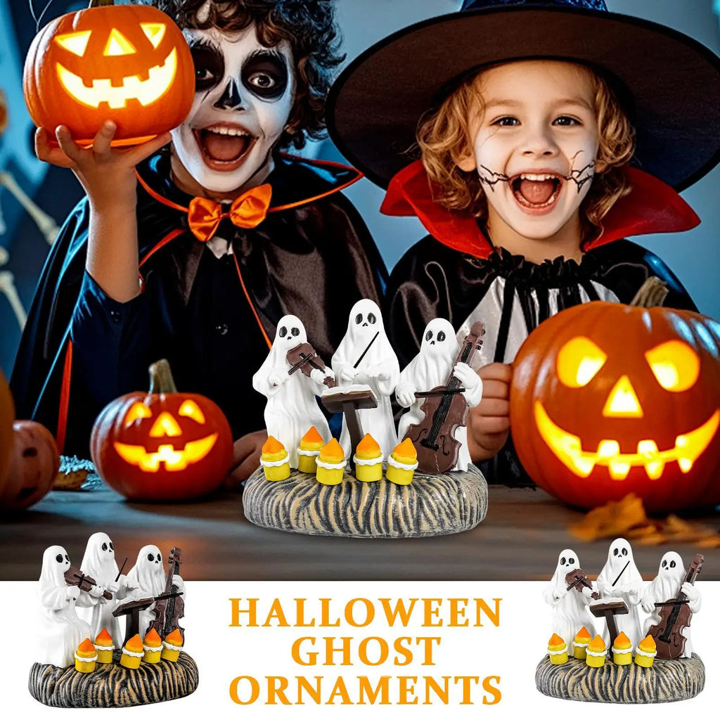 Halloween Ghost Statue Figurine – Spooky Resin Desk Decor Halloween Figurine Qme