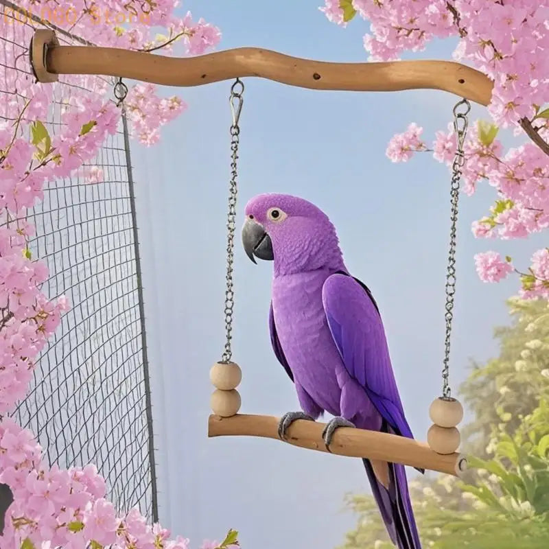 Parrot Swing Bridge Toy – Wood & Metal Chain Small Bird Cage Bird Cage Toy Qme