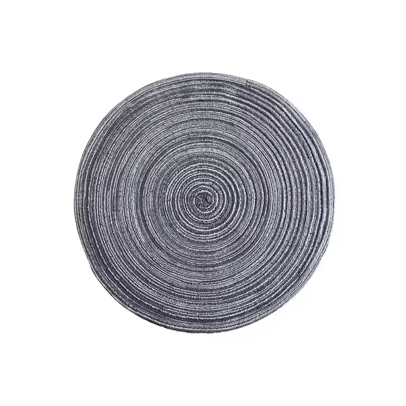 Round Nordic Linen Placemat – Non-Slip Heat-Resistant Coaster Mat Woven Placemat Qst Grey-1PC 18cm