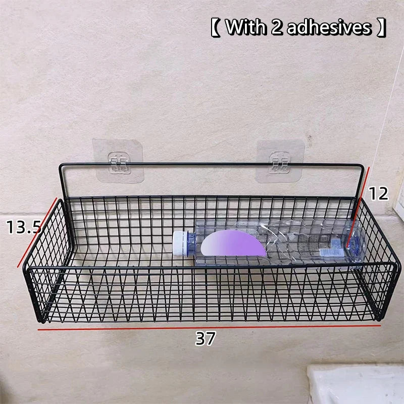 Wall-Mounted Storage Rack No Drilling – Kitchen & Bathroom Wall Storage Rack Qme A6