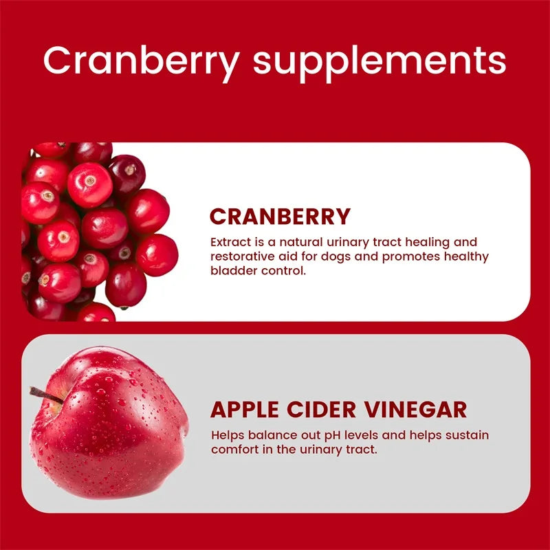 Cranberry Chewable Tablets for Dogs – Urinary & Bladder Support Dog Supplement Qst