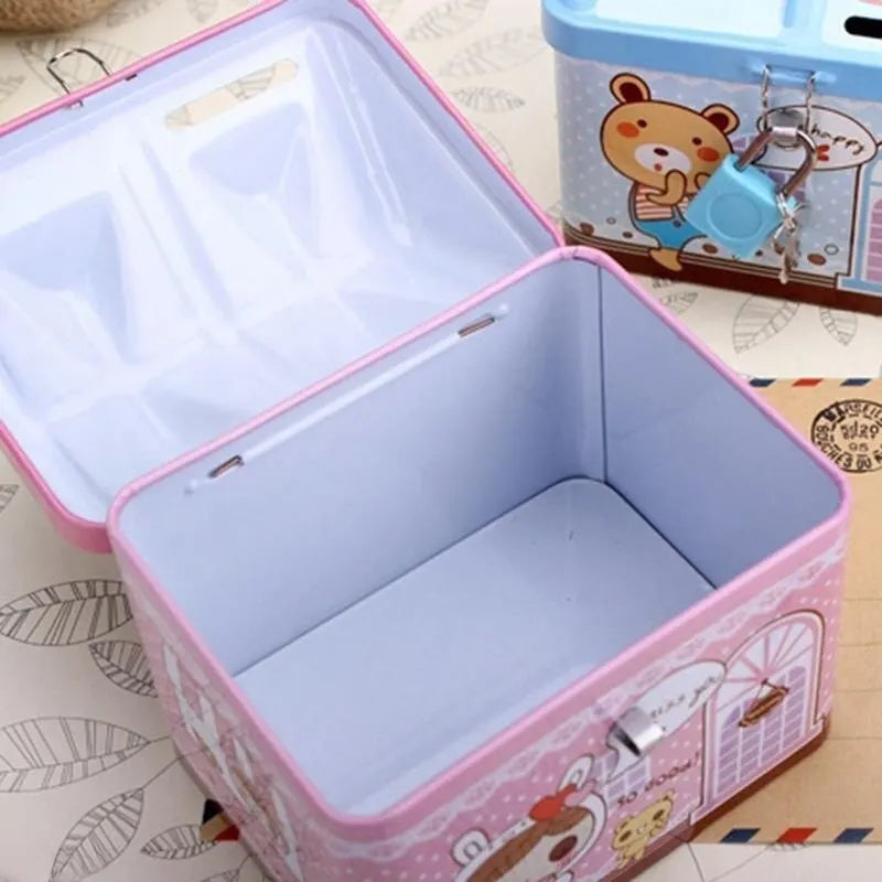 Cute Bear House Coin Bank – Kids' Metal Piggy Bank Gift Kids Coin Bank Qme