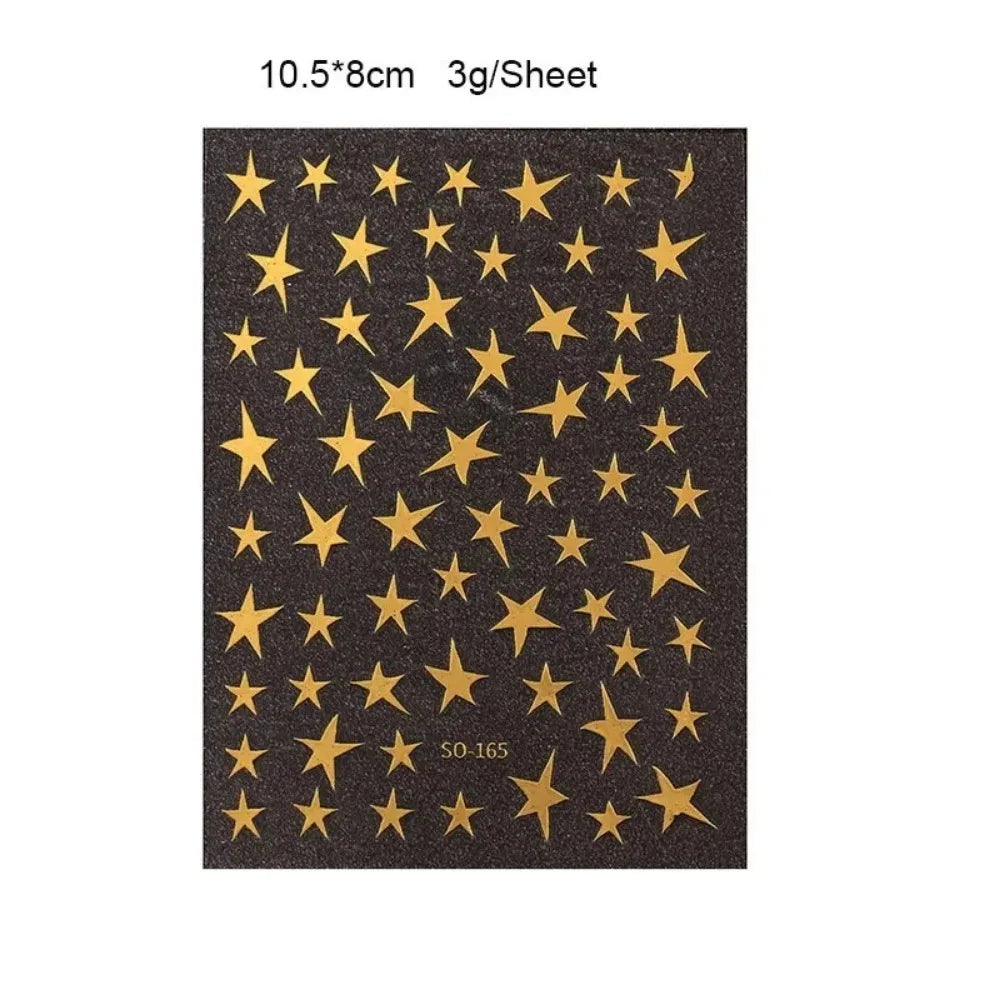 Mix 7 Colourful Star Nail Stickers Laser Pentagram Decals Nail Art Stickers Qme