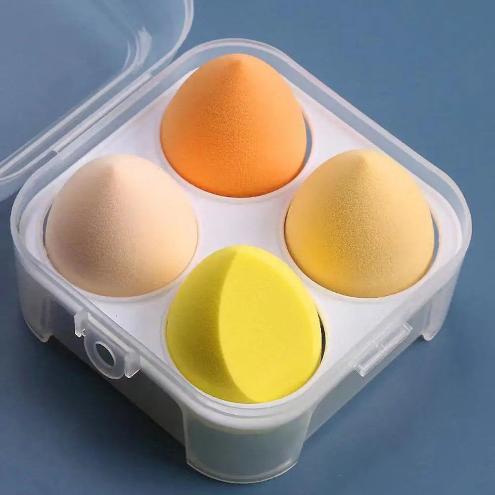 Beauty Egg Makeup Sponge 4-Pc Set with Storage Box | Qme Makeup Sponge Set Qme