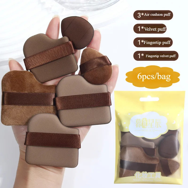 6-Piece Mini Thumb Powder Puffs – Wet & Dry Dual-Use Powder Puff Set Qme Powder Puff Set
