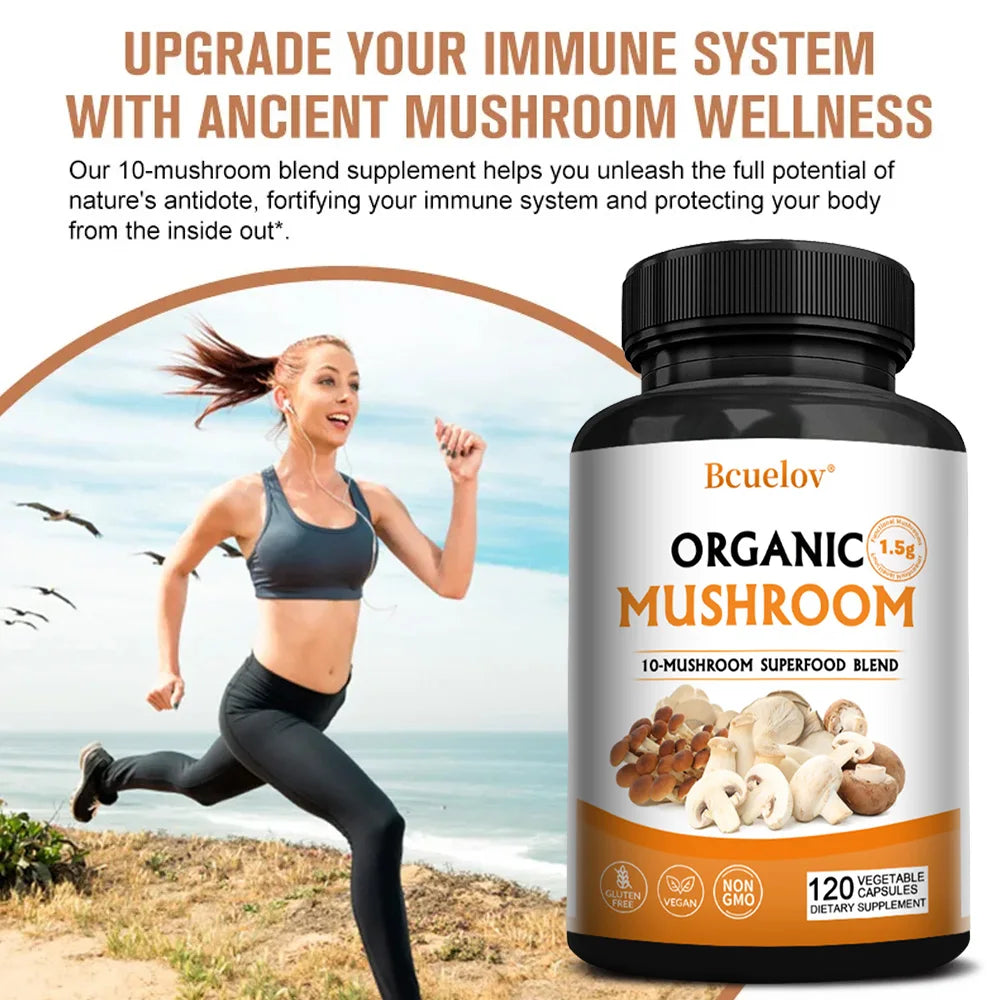 Mushroom Complex – Lion's Mane, Reishi & Cordyceps Capsules Mushroom Supplement Qst