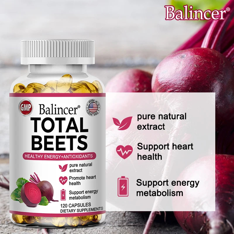 Organic Beetroot Capsules – Grape, Vitamin B6 & B12 | Balincer Herbal Supplement Capsules Qst