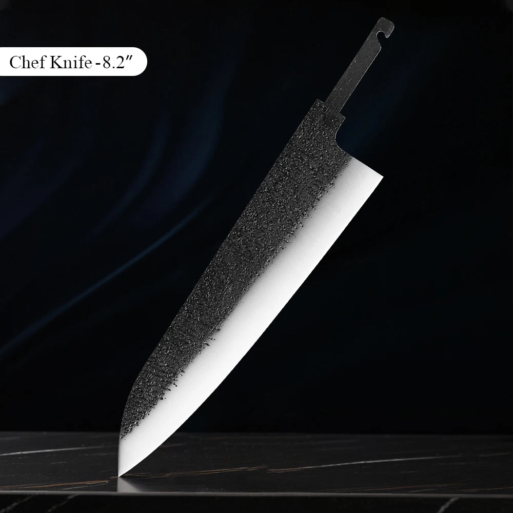TURWHO VG10 Chef Knife Blank Blade – DIY Hand Forged Steel Knife Blank Blade Qst 8.2 inch Chef