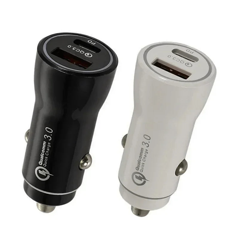 20W Mini PD + QC3.0 Dual USB Car Charger for iPhone & iPad USB Car Charger Qme pd20W and 2.4 black
