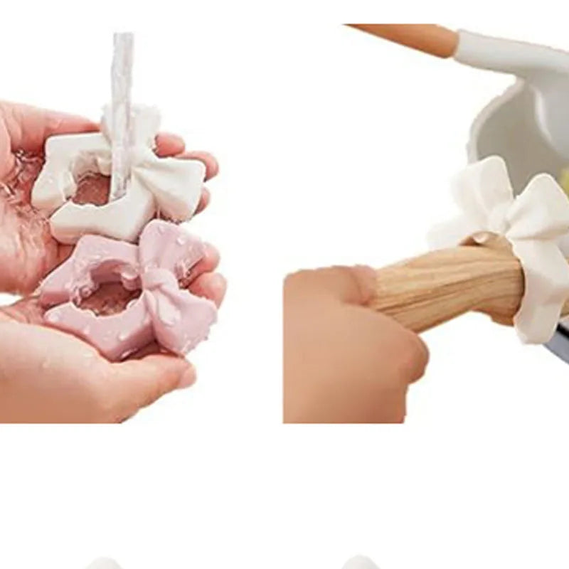 Silicone Bow Spoon Rest & Pot Clip Utensil Holder Utensil Holder Qst