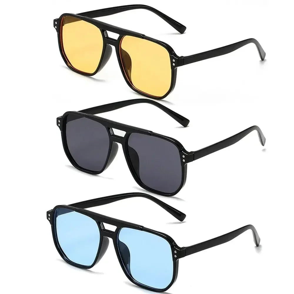 Punk Square Frame Sunglasses | Retro Anti-UV Beach Shades Square Frame Sunglasses Qme