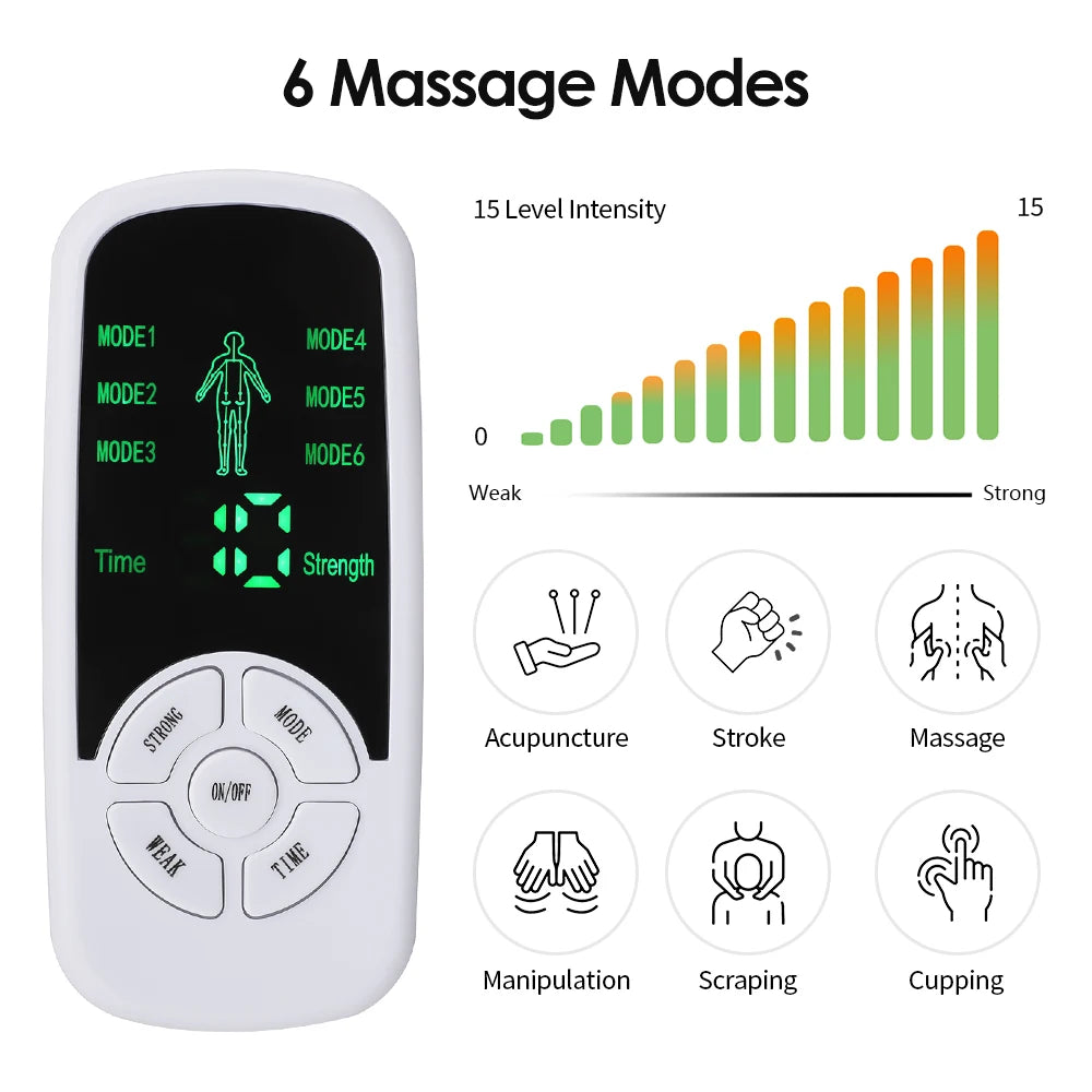 Portable Pulse Neck Massager – 6 Modes, 15 Levels & LCD Timer Pulse Massager Qst