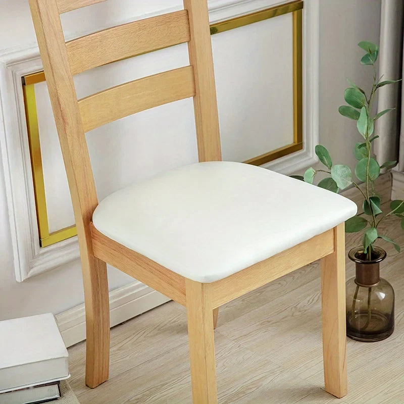PVC Dining Chair Seat Covers – Detachable, Wipe-Clean Chair Seat Covers Qme WHITE