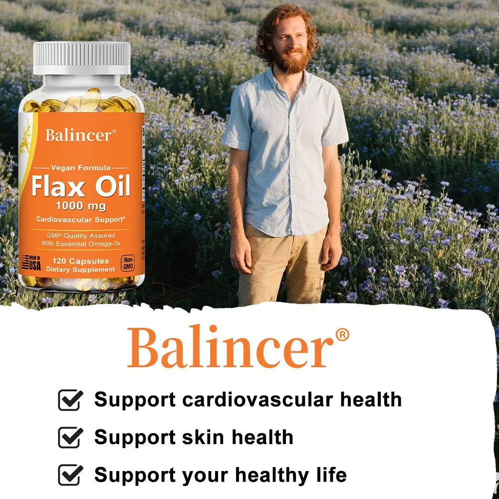 Flaxseed Oil 1000mg Capsules – Vegan Omega 3-6-9 Supplement Omega Supplement Qst