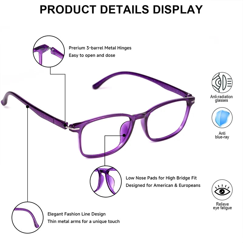 3-Pack Vintage Square Reading Glasses +1.0–+3.0 Unisex Reading Glasses Qst