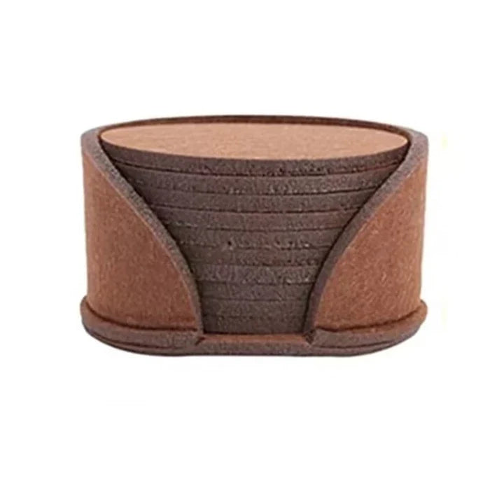Round Felt Coasters – Heat Resistant & Absorbent Set of 10 Felt Coaster Set Qme Brown