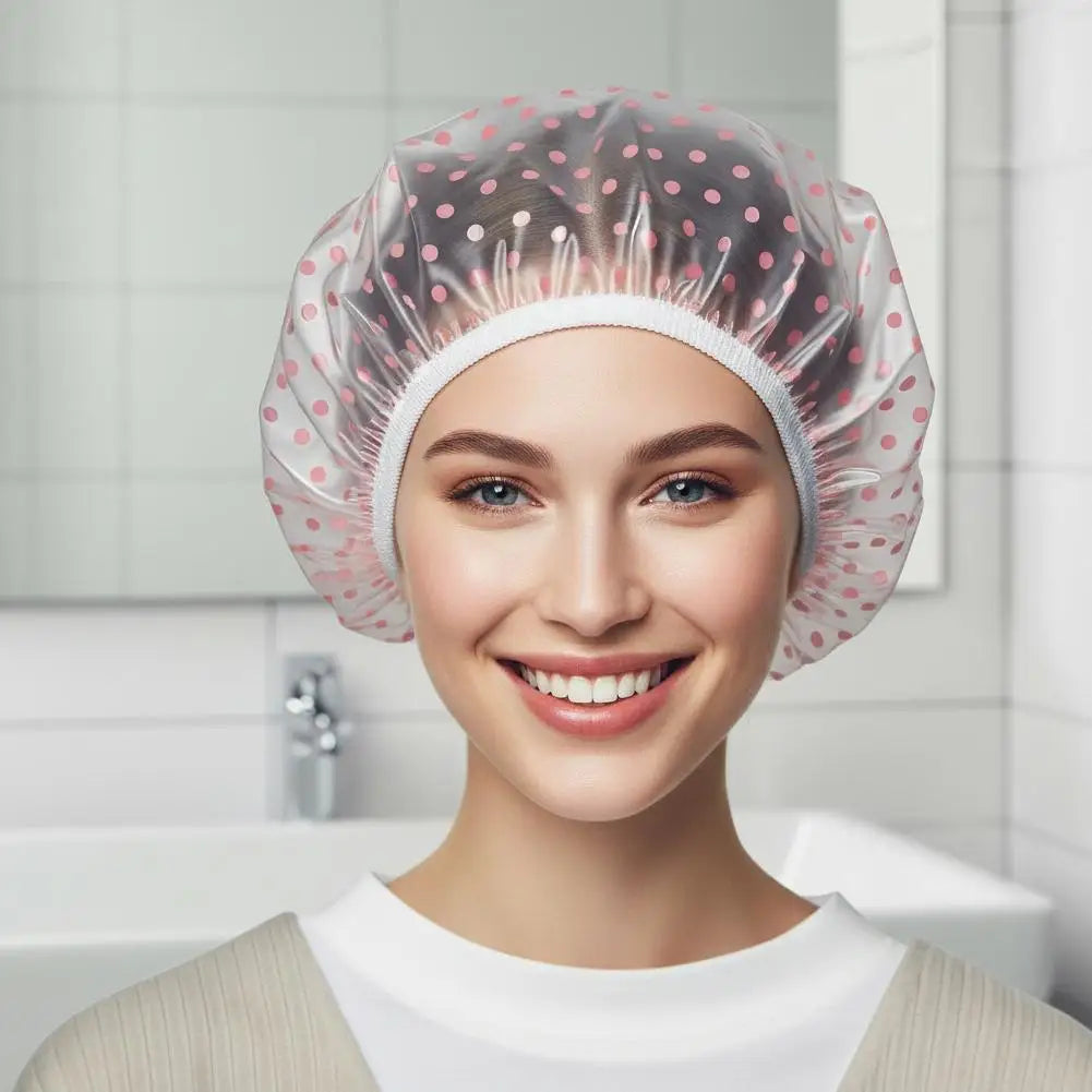 Women's Reusable Waterproof Shower Cap – Elastic Bath Hair Cap Shower Cap Qme