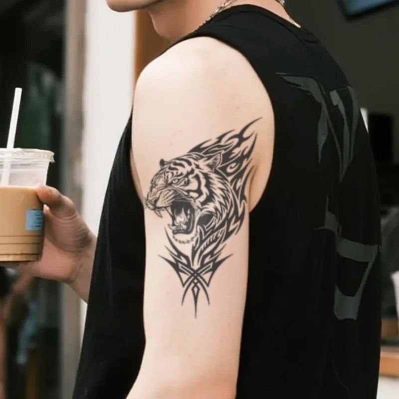 Large Tiger Temporary Tattoo Sticker – Waterproof Body Art Temporary Tattoo Sticker Qme