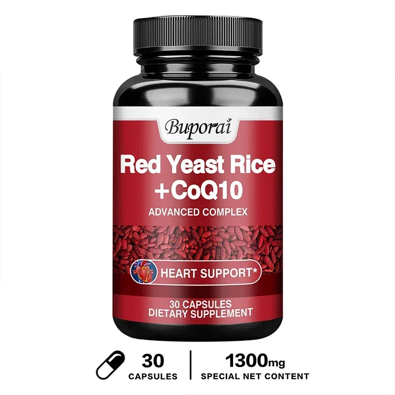 Red Yeast Rice with CoQ10 Supplement – Antioxidant Energy Dietary Supplement Qst 30 Capsules