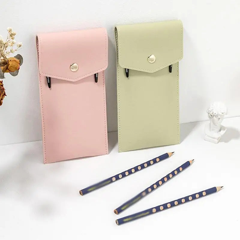 Faux Leather Large Capacity Multi-Slot Pencil Case Pouch Pencil Case Pouch Qme