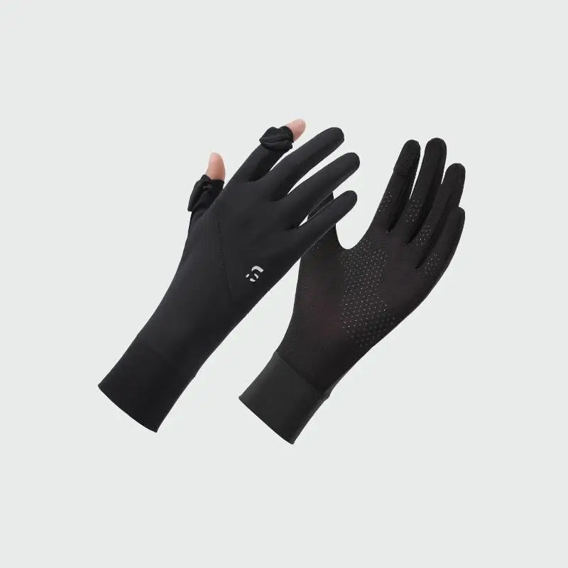 Women's Ice Silk UV-Protection Gloves for Cycling & Driving Sun Protection Gloves Qst 2 Black