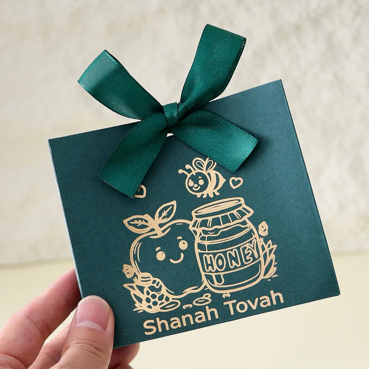 10 Square Paper Gift Boxes Jewish New Year Gold Apple Design Holiday Gift Boxes Qme