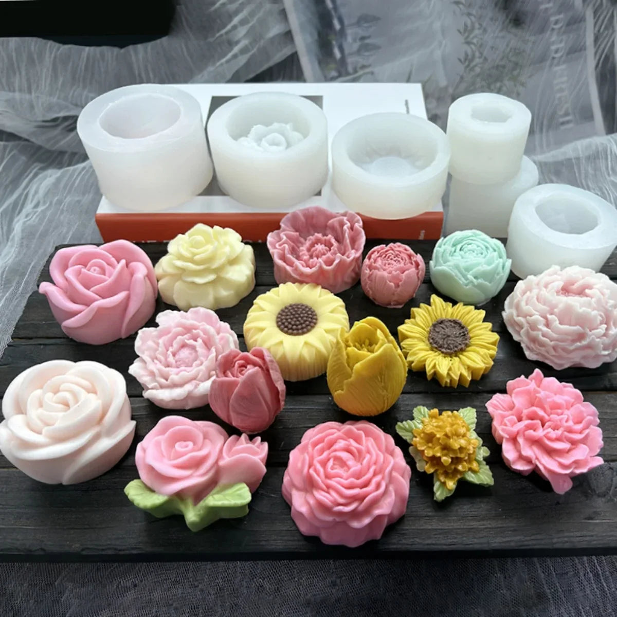 Lotus Flower Silicone Mold for Candles, Soap & Resin Silicone Craft Mold Qme