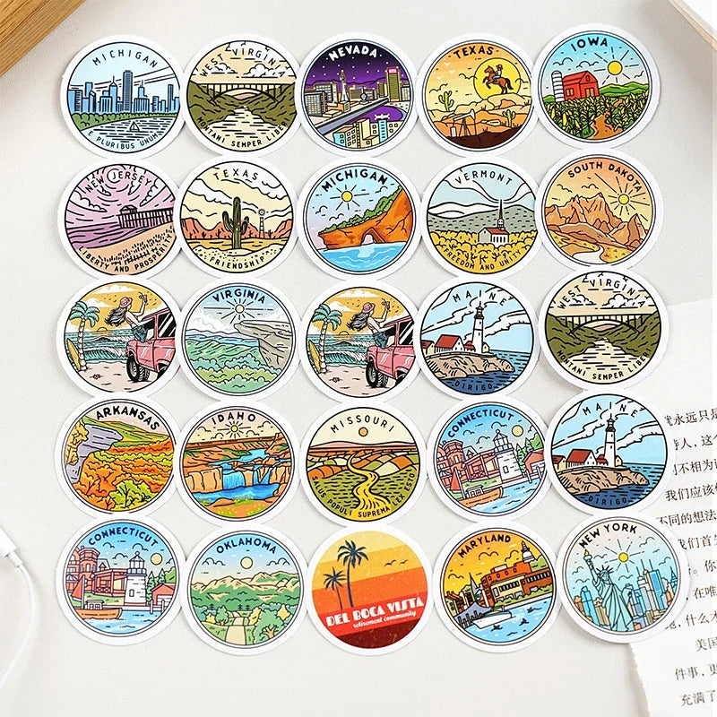 Retro Global Terrain Map Stickers for Luggage & Notebooks Decorative Stickers Qme
